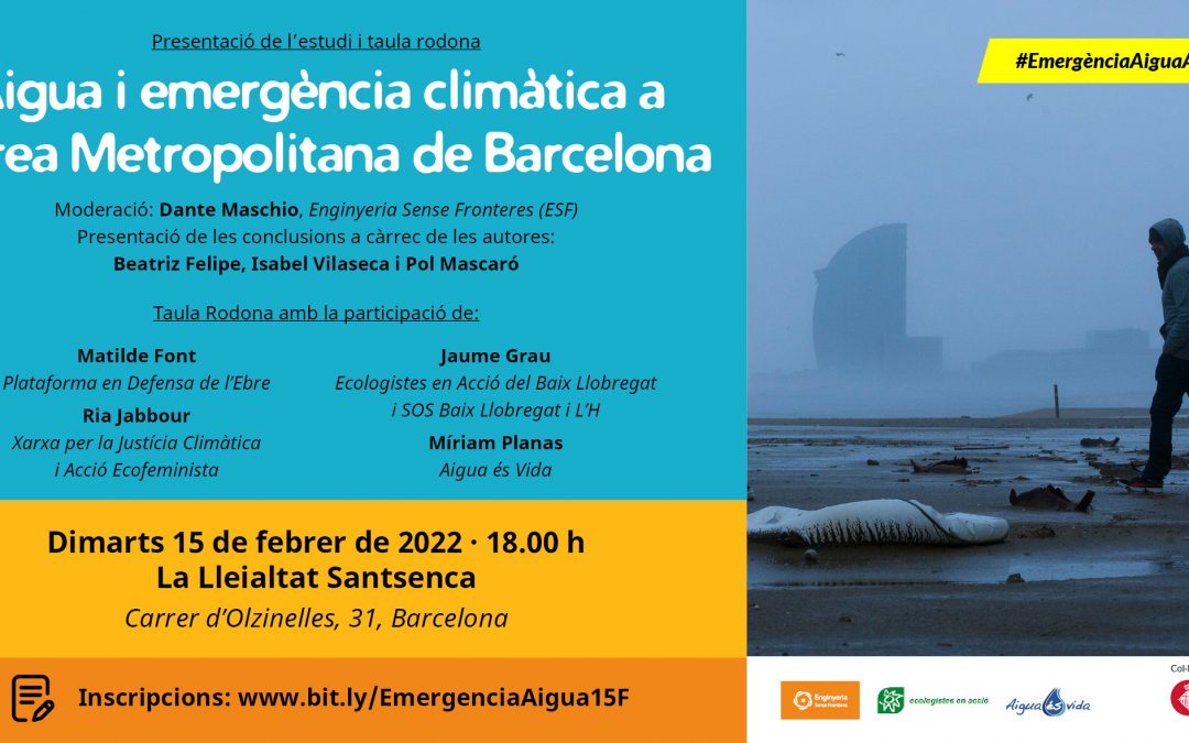 Presentació estudi: “Aigua i emergència climàtica a l’Àrea Metropolitana de Barcelona”