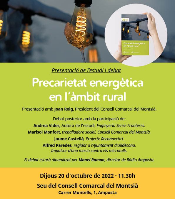 Presentem l’estudi “Precarietat energètica en l’àmbit rural” a Amposta